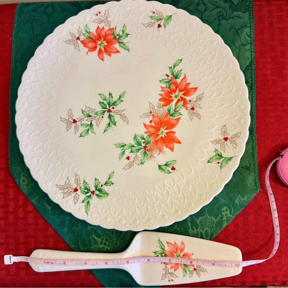 NWT Festive Mikasa Poinsettia Serving Plate and Server Set - Picture 4 of 6
